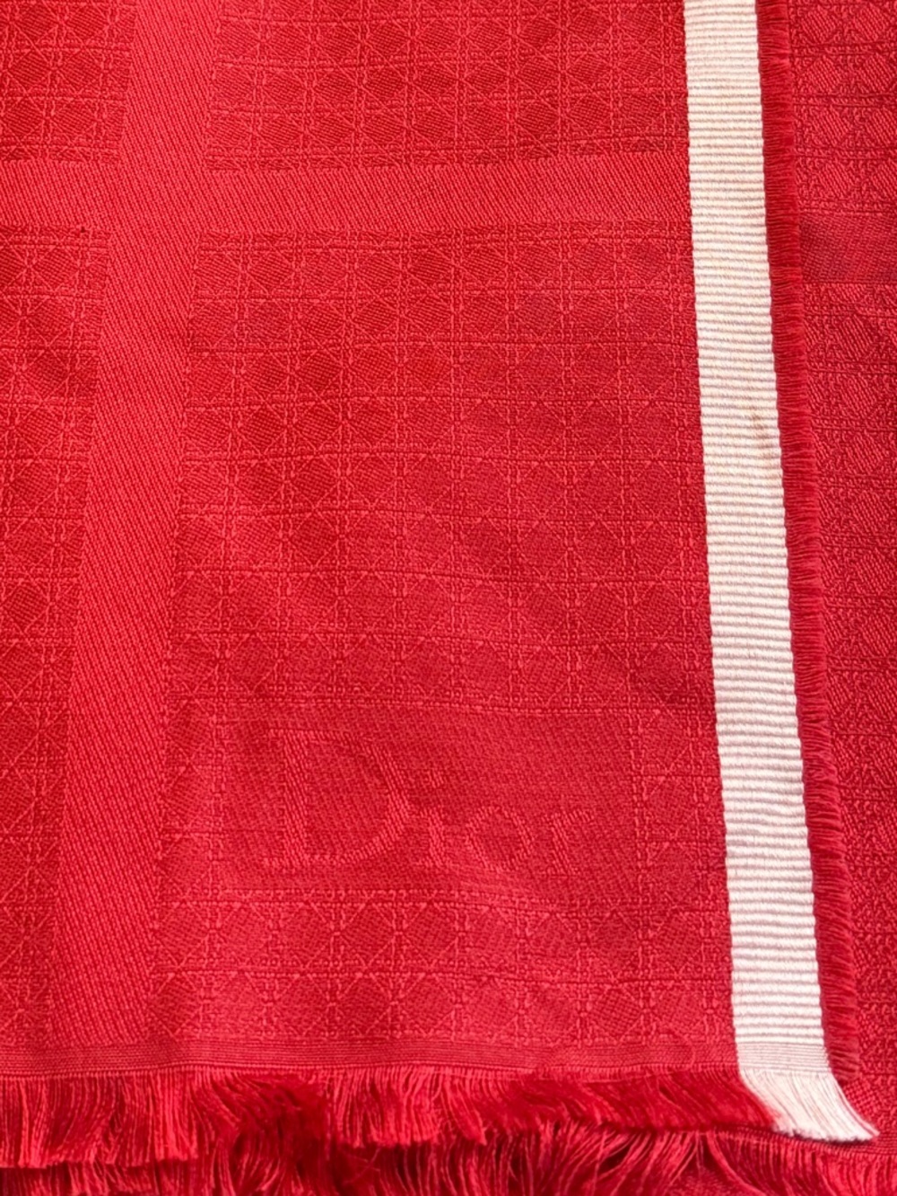Dior silk and wool logo red scarf